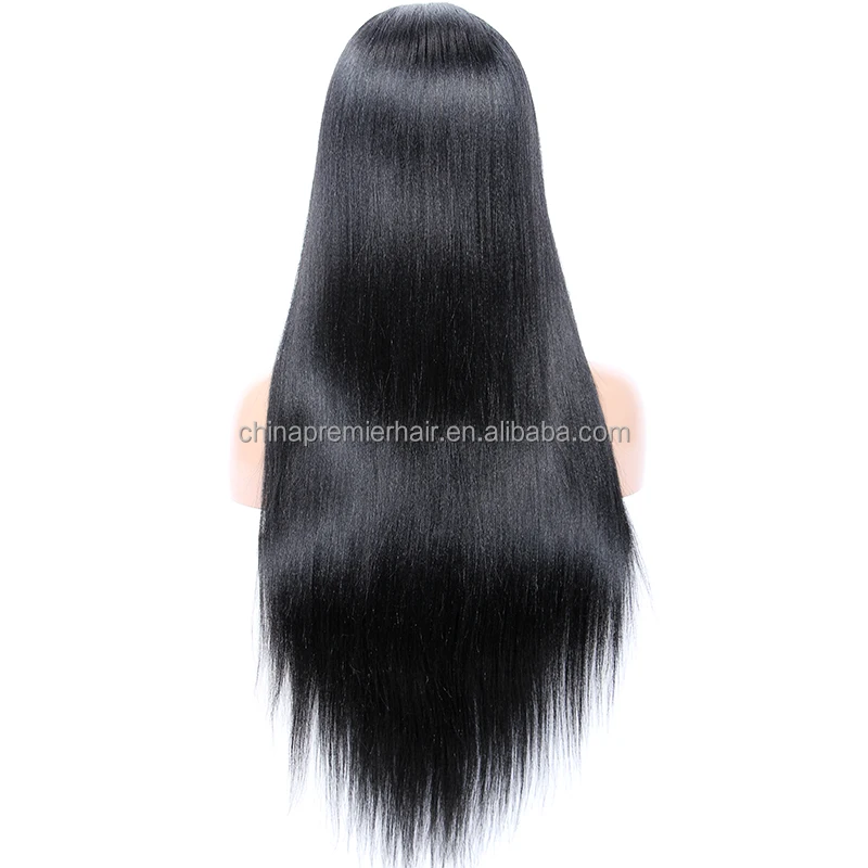 

100% Brazilian Remy Human Hair Relaxed Yaki Straight Full Lace Wig With Baby Hair