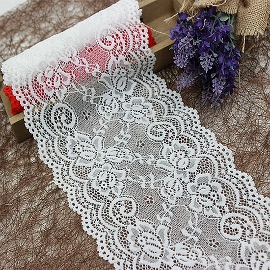 

Stock  Width Black White Stretch Lace Trim Fabric For Dress Underwear, White&black