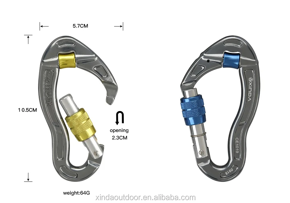 Xinda 25kn Lightweight Aluminium Alloy Screwgate Carabiner With Pulley