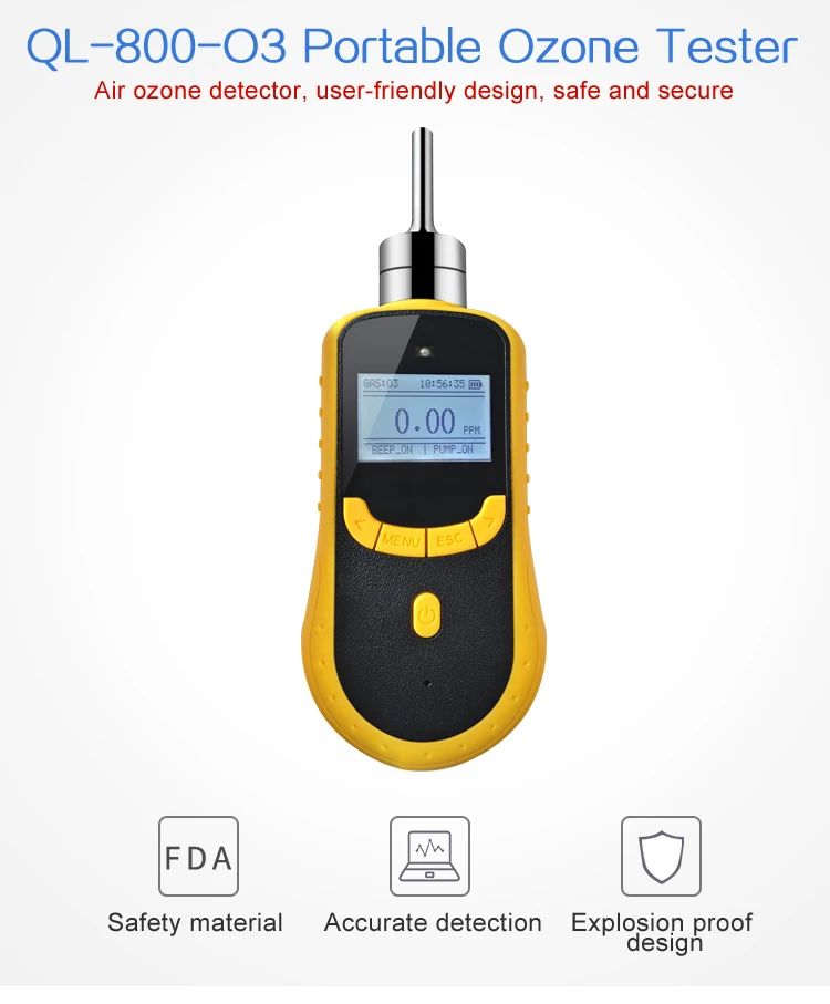 pump suction type digital portable ozone o3 gas detector