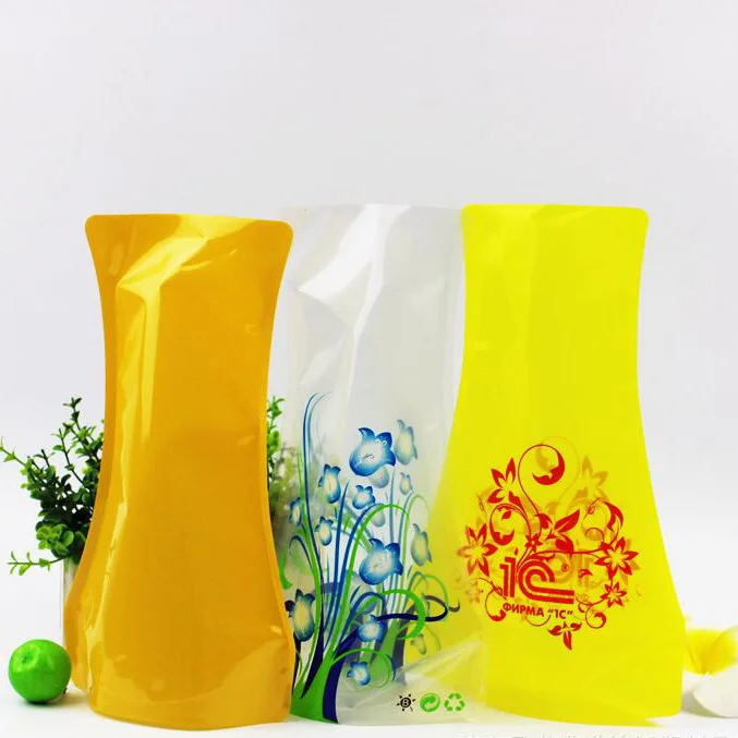 
Wholesale biodegradable foldable stand up small clear plastic flower decor vases 