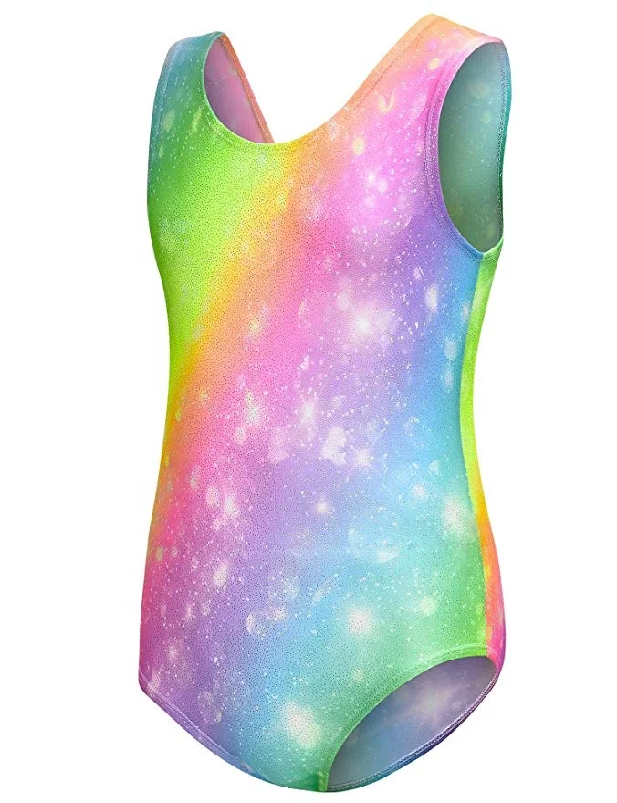 
Gymnastics Leotard for Girls Shiny Practice Dancewear Kids Athletic Bodysuit 