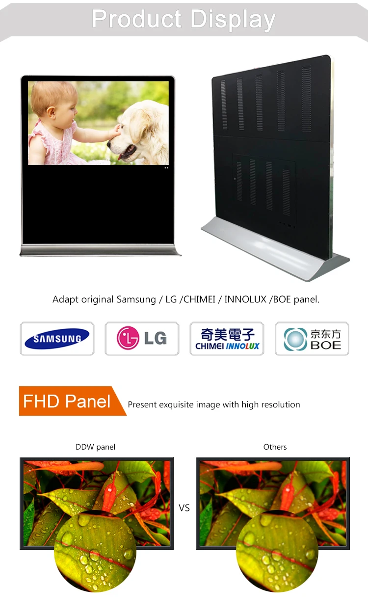 Professional Factory 58 Inch Vertical Display Tv Lcd Advertising 1080p
