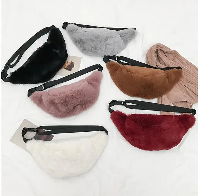 

Wholesale Jtfur Women Faux Fur Waist Bag Fake Fur Fanny Pack, Customized