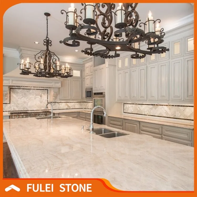 Hot Sale Natural Polished Taj Mahal Quartzite Kitchen Countertops