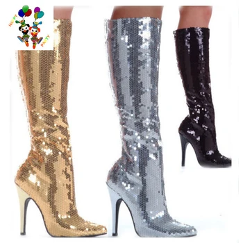 60s 70s Gogo Hippie Disco Drag Queen Girls Party Sequin Boots Hpc