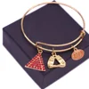 Custom Fashion Letter Metal Red Crystal Rhinestone DST Symbol Delta Sigma Theta 1913 Sorority Bangles Adjustable Size For Wrist