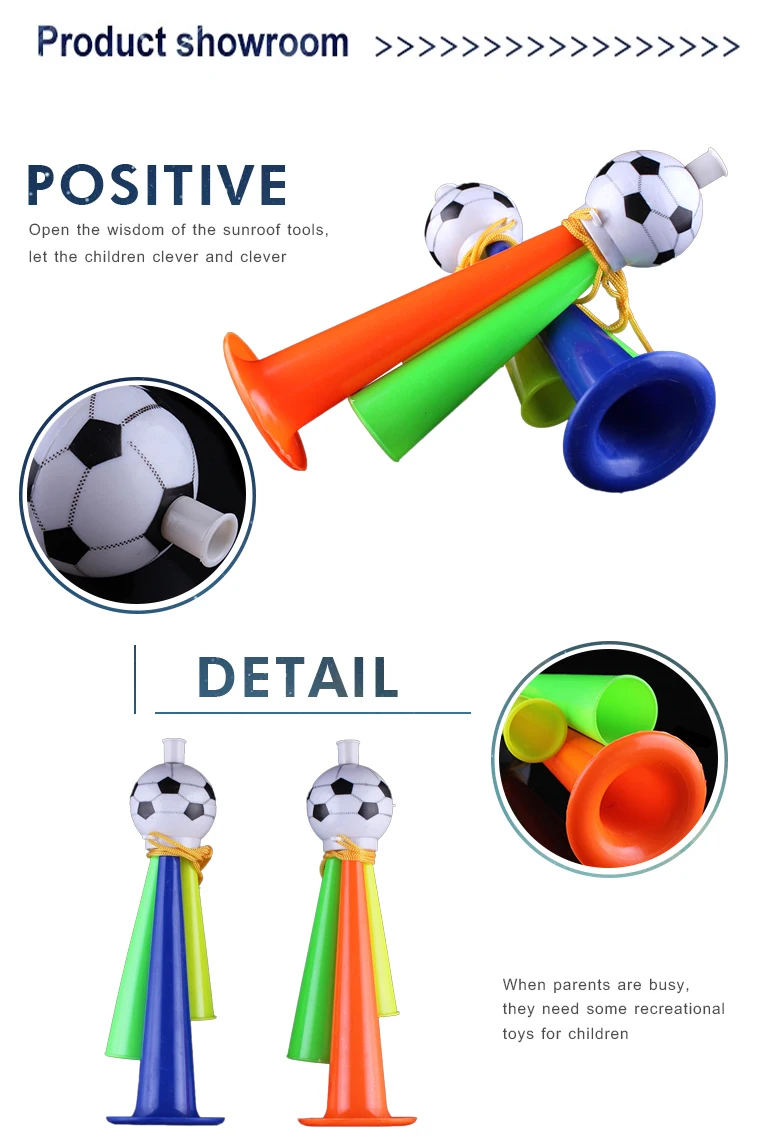 Chengji Accessories Promotional Football Fans Sport Cheer Air Horn Plastic Blow Colorful Cone Football Air Cheering Fan Horn