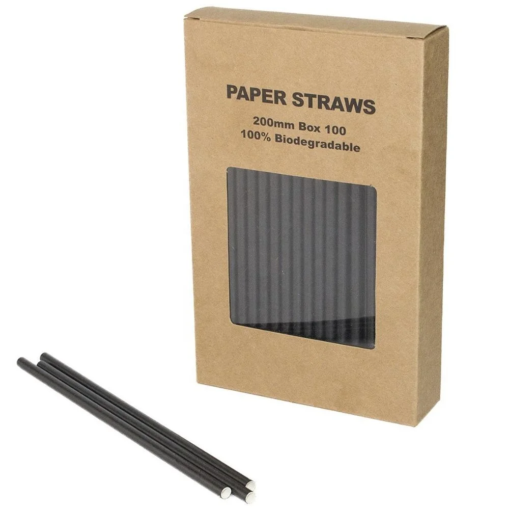 

FREE SHIPPING Plain Black Paper Straws 100 Count, Paper Drinking Straw for Cocktail Stir Luau Beach Bachelorette Cake Pop Stick