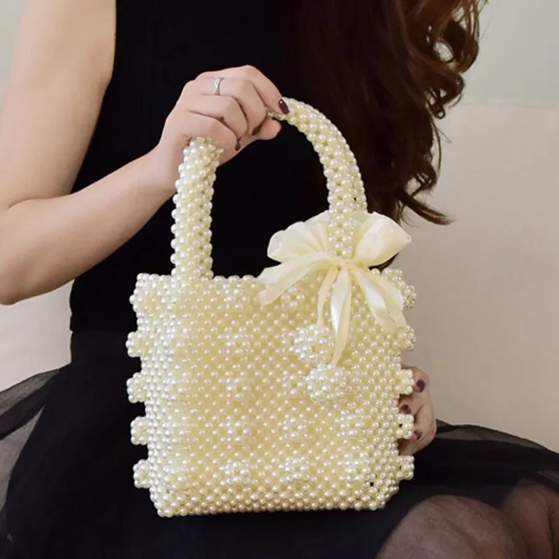 Wholesale Womens Beaded Handbags Handmade Weave Crystal Pearl Tote Bags ...