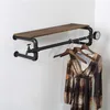 NARUI Coat Racks Clothing Store Clothing Display Stand Retro Iron Pipe Wall-Mounted Hanging Racks