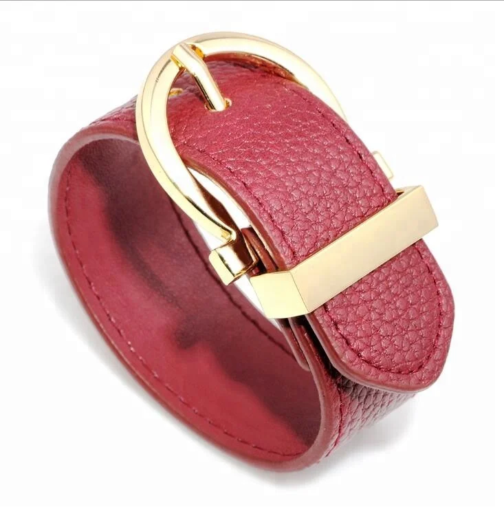 

25.5 x 2.8cm 30 g Catalog Available Classic Wide Leather Belt Buckle Bracelet, Yellow, blue, black, red, gray ...6 colors