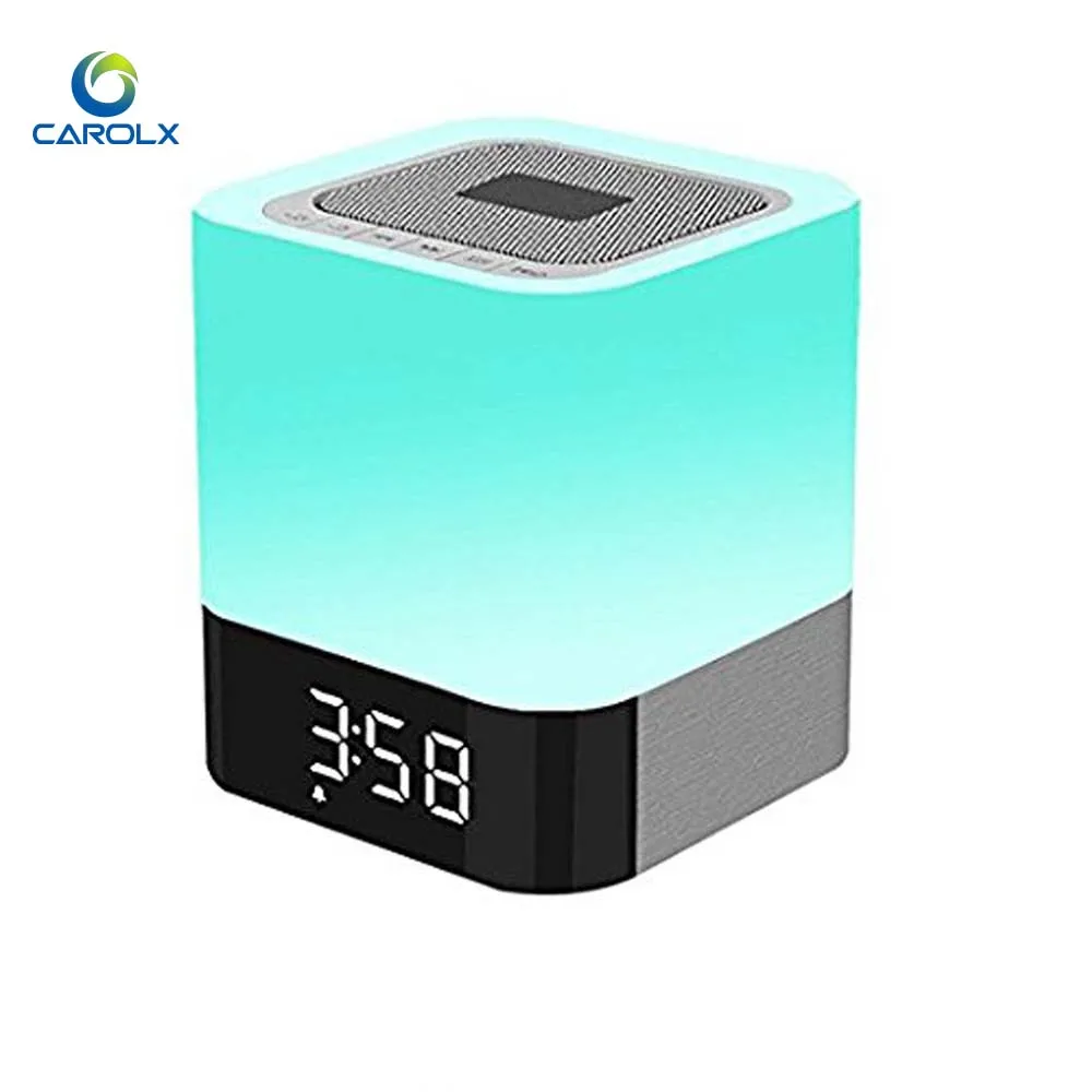 

LED Night Light Alarm clock Bedside lamp wireless Bluetooth Speaker mini portable, White