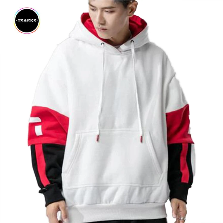 

hip hop color block mens hooded sweatshirt