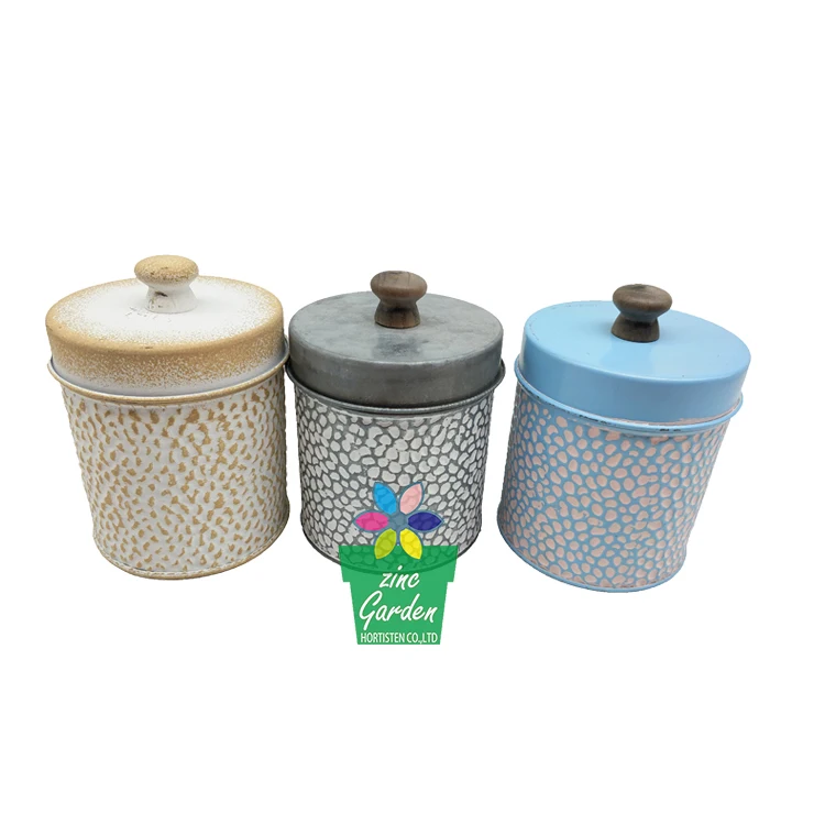 
small metal jar tea canister with lid home storage of tea sugar coffee kitchen wholesale 