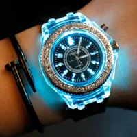 

Hot Selling Women Ladies Fashion Diamond Wrist Watches Sports Luminous Led Silicone Strap Quartz Men Epoch Geneva Watch