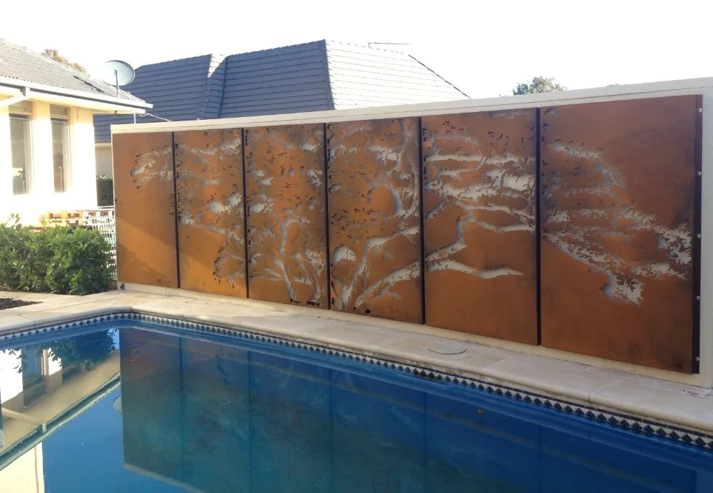 Laser Cut Corten Steel Screen Wall Mounted Room Divider
