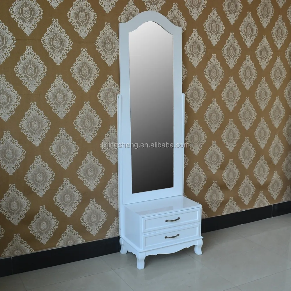 Best price wholesale handmade multifunction white mdf wooden vanity modern standing mirror