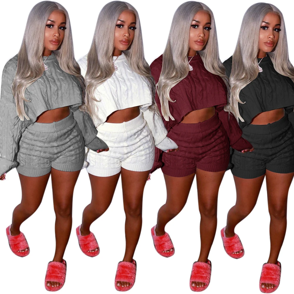 

MSM834 fashion long sleeve top and shorts 2 piece set women women sweater suit MSM834, N/a