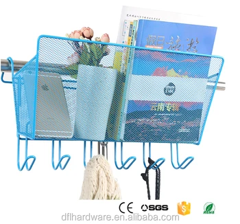 Azul Barato De Alambre De Metal De Almacenamiento Cesta Con Gancho Para