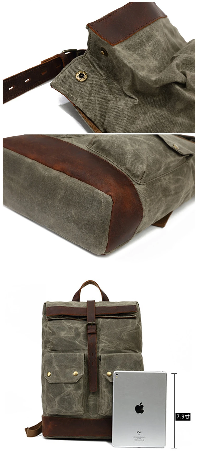 New design wholesale waterproof waxed canvas vintage bicycle unisex outdoor backpack back pack bagpack bag