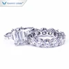 Tianyu Gems Pave Setting Wedding Gold Ring 14K/18K Emerald Cut Moissanite Diamond Engagement Ring Set