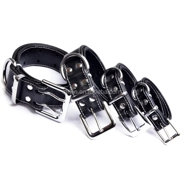 Neue 4 Größen Einstellbar Schwarz Leder Hund Halsbänder Für Mittelgroße