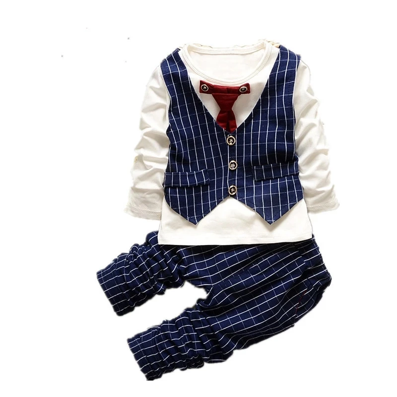 Bow Tie Boutique Clothing Manufacturer Low Moq Gentleman Suit Baby Boy Clothes Set