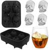 New Design 4 Cavities Fancy Skeleton Ice Ball Maker Mould Flexible 3D Skull Ice Cube