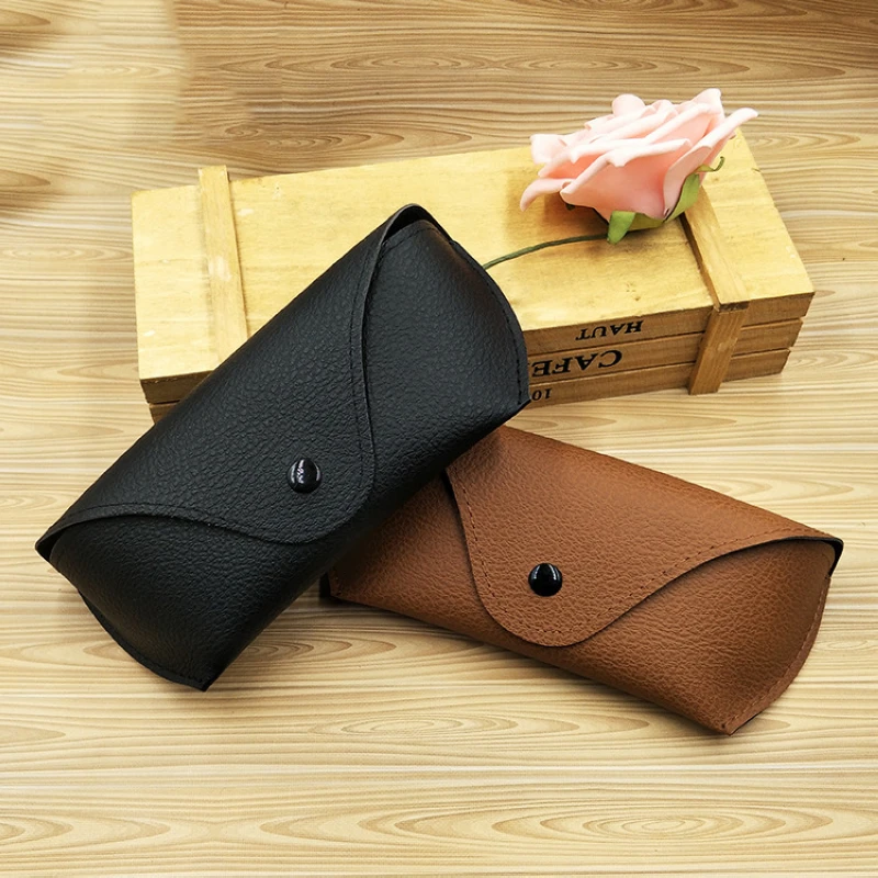 

Wholesale High Quality Cheap PU Hard Sunglasses Box Black Brown Litchi Leather Glasses Case