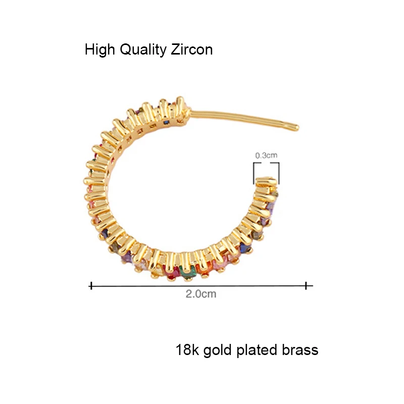 Fashion gold statement cz hoop earring luxury bridal zircon baguette hoop earrings