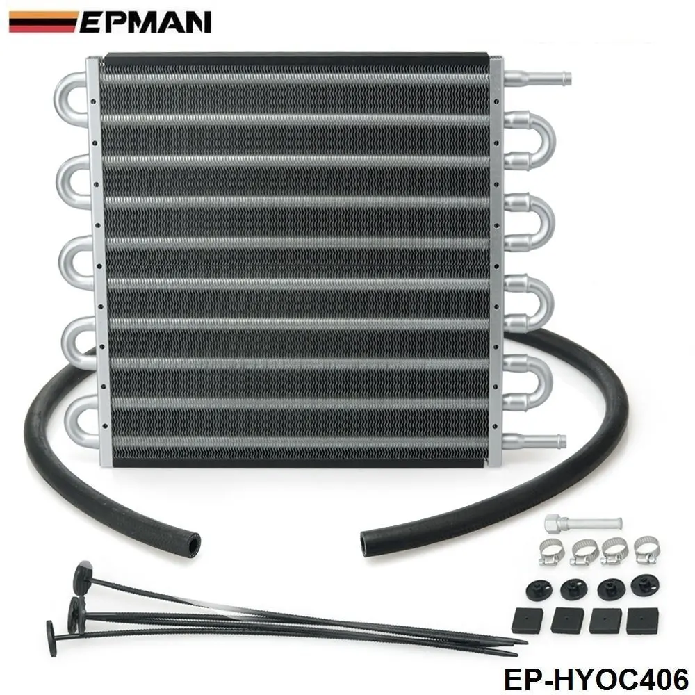 Get Quotations · EPMAN 10 Row Aluminum Remote Transmission Oil Cooler/Auto-Manual Radiator Converter Kit (