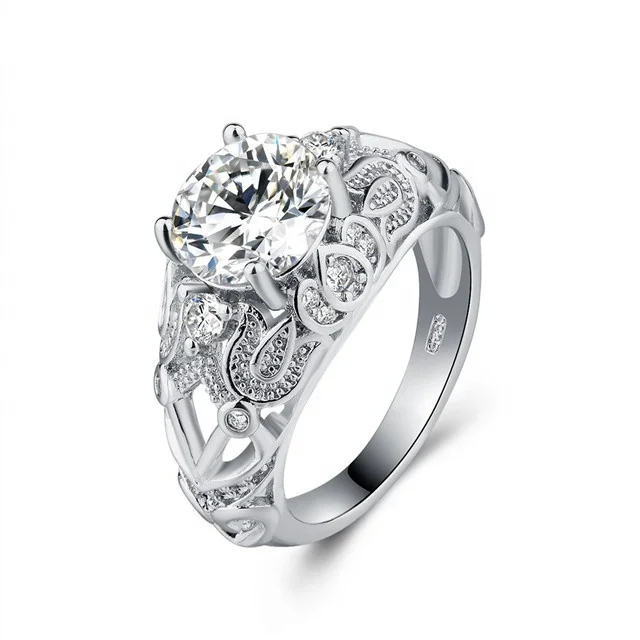 

Hot Sell 100% Genuine Forever Clear Love Heart CZ Flower Finger Rings for Women Jewelry