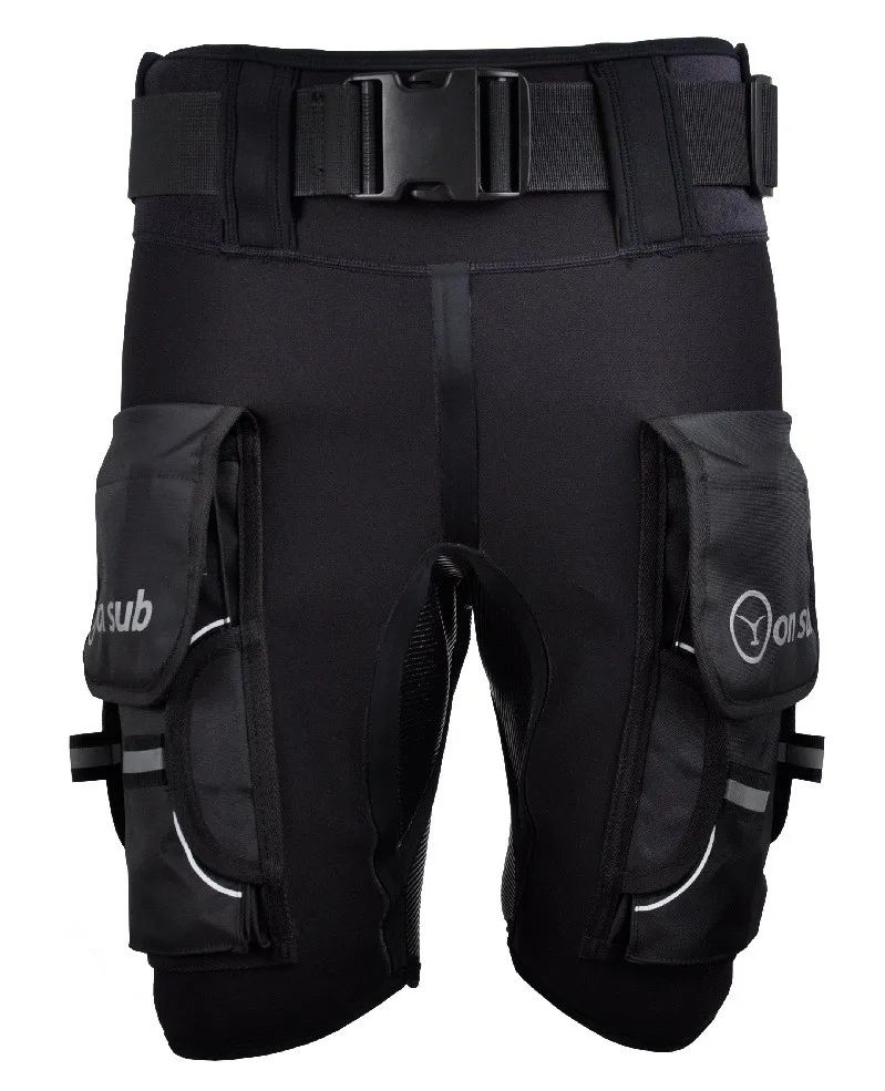 

Custom men neoprene wetsuit tech diving shorts surf shorts with tool pocket, Black/up to customized