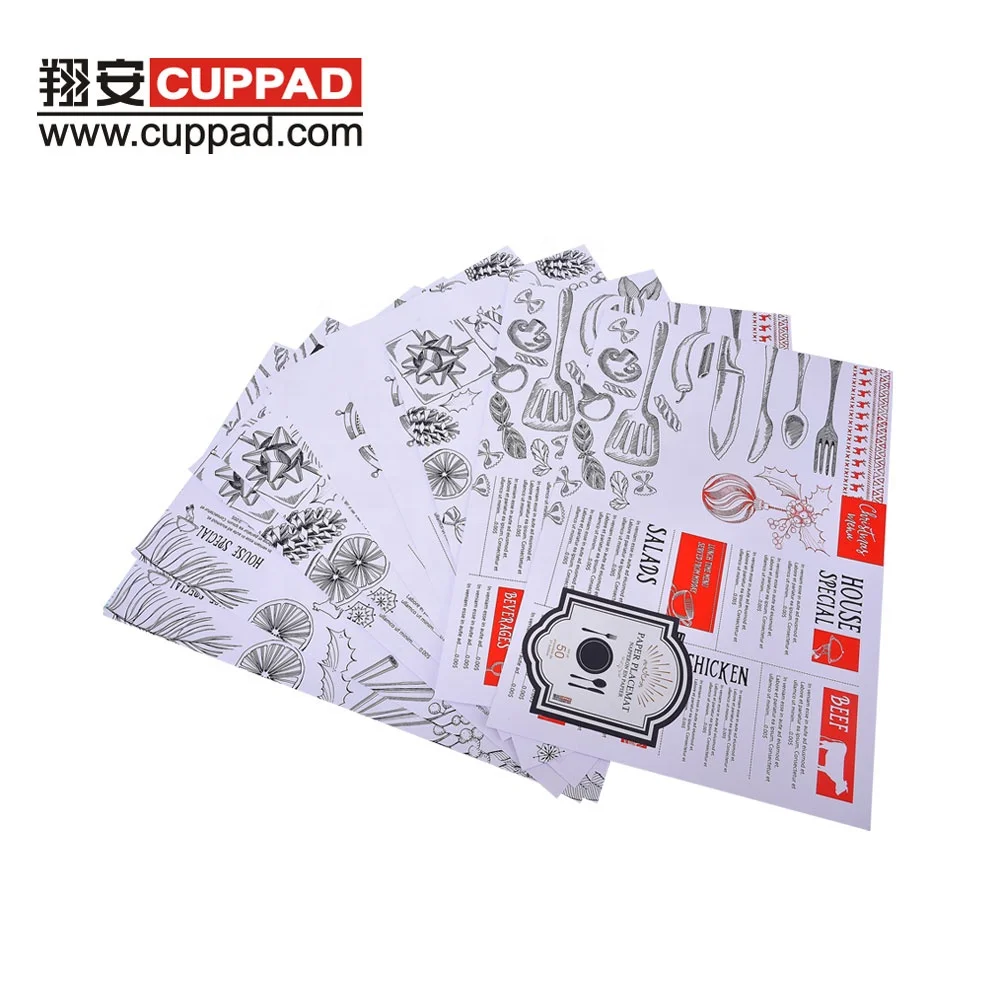Wholesale printed restaurant hotel custom disposable paper placemats pot stand for dinner table mats