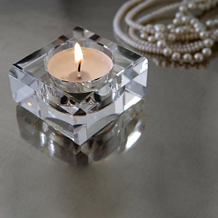 Cheap clear  crystal tealight candle holder glass miniature candlestick for home wedding decor