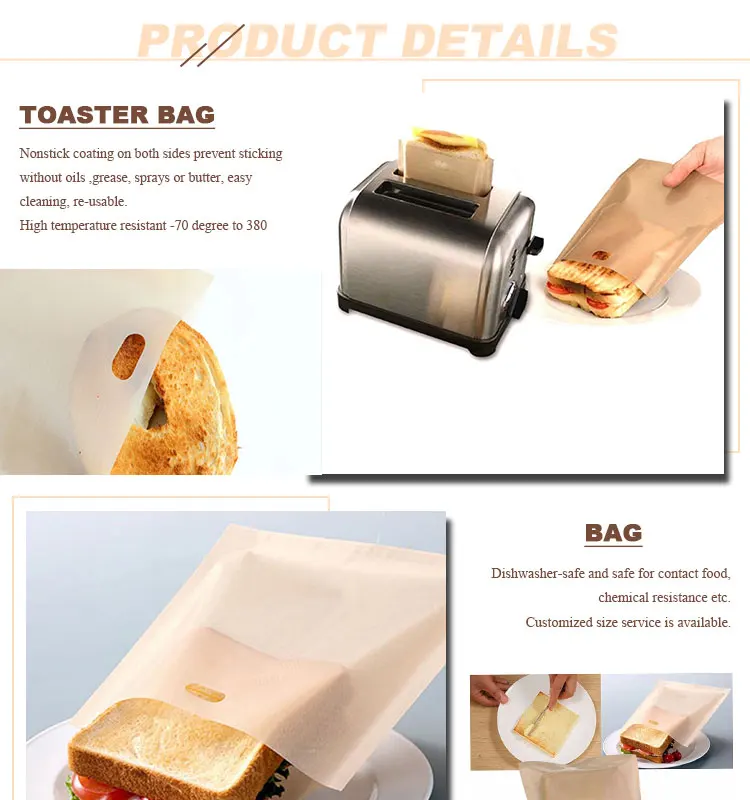 Toaster Bags Grilled Sandwich Toast Pizza Pocket Microwave Supplies Reusable AL