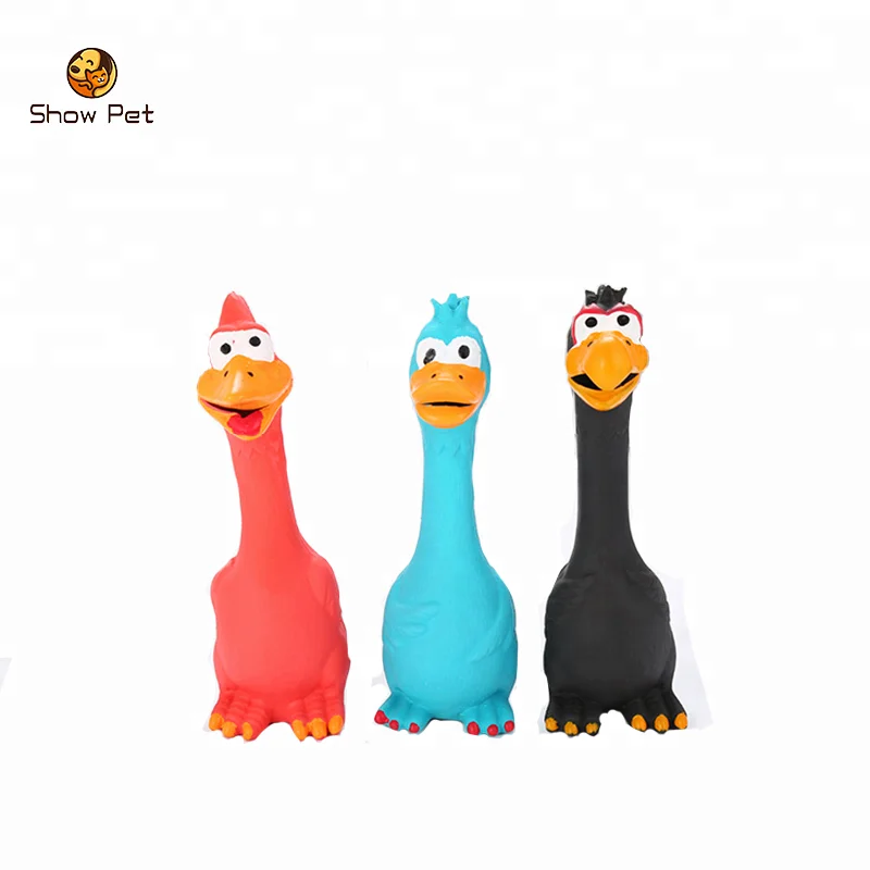 

Hot selling durable rubber voice pet toy chew chicken funny dog toy, Black&red&blue