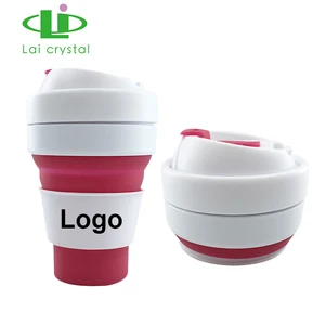 Custom Heat Resistance Silicone Folding Silicone Collapsible Travel Cup With Lid