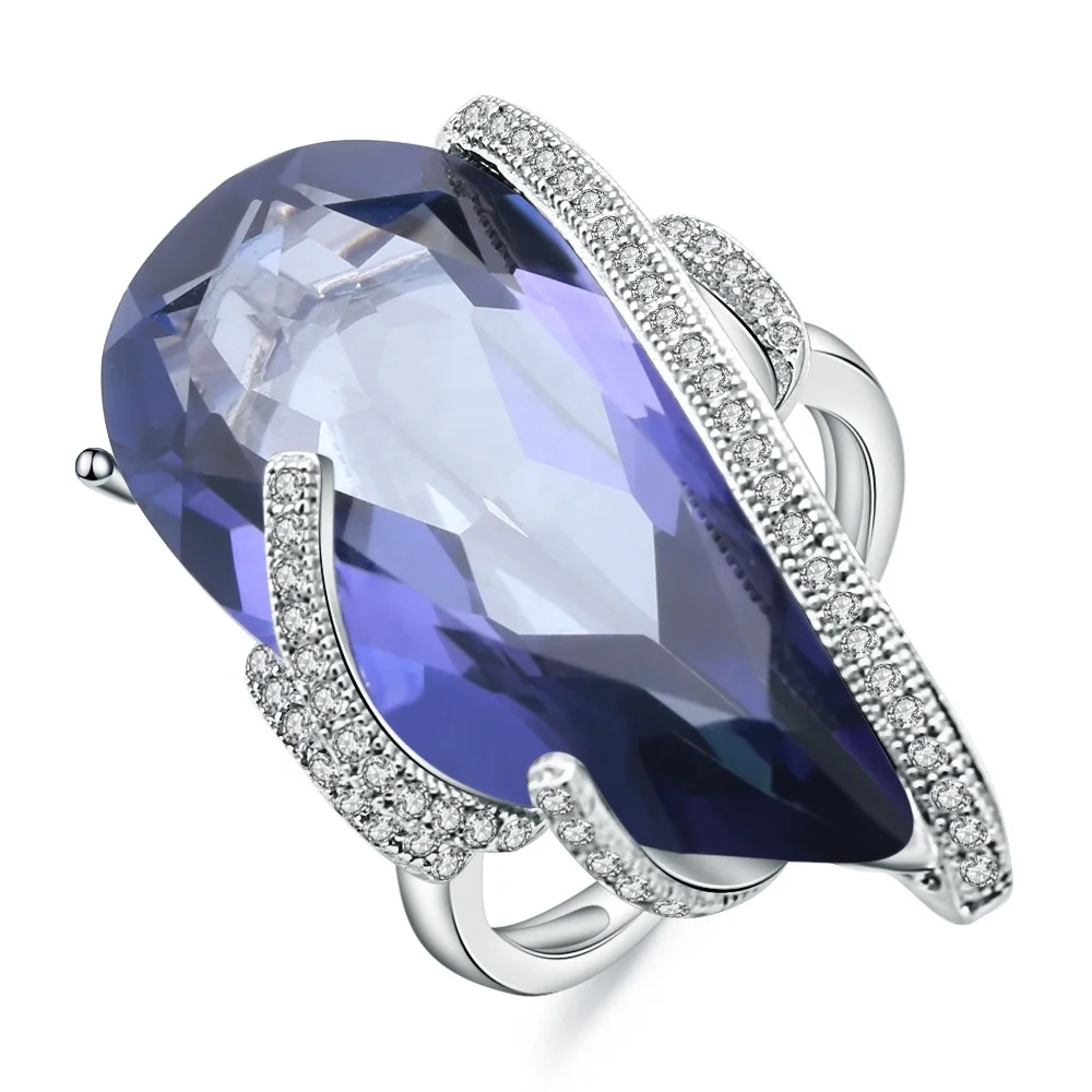 

Abiding Natural Iolite Blue Mystic Quartz Ring 925 Sterling Silver Vintage Cocktail Rings For Women Luxury Jewelry