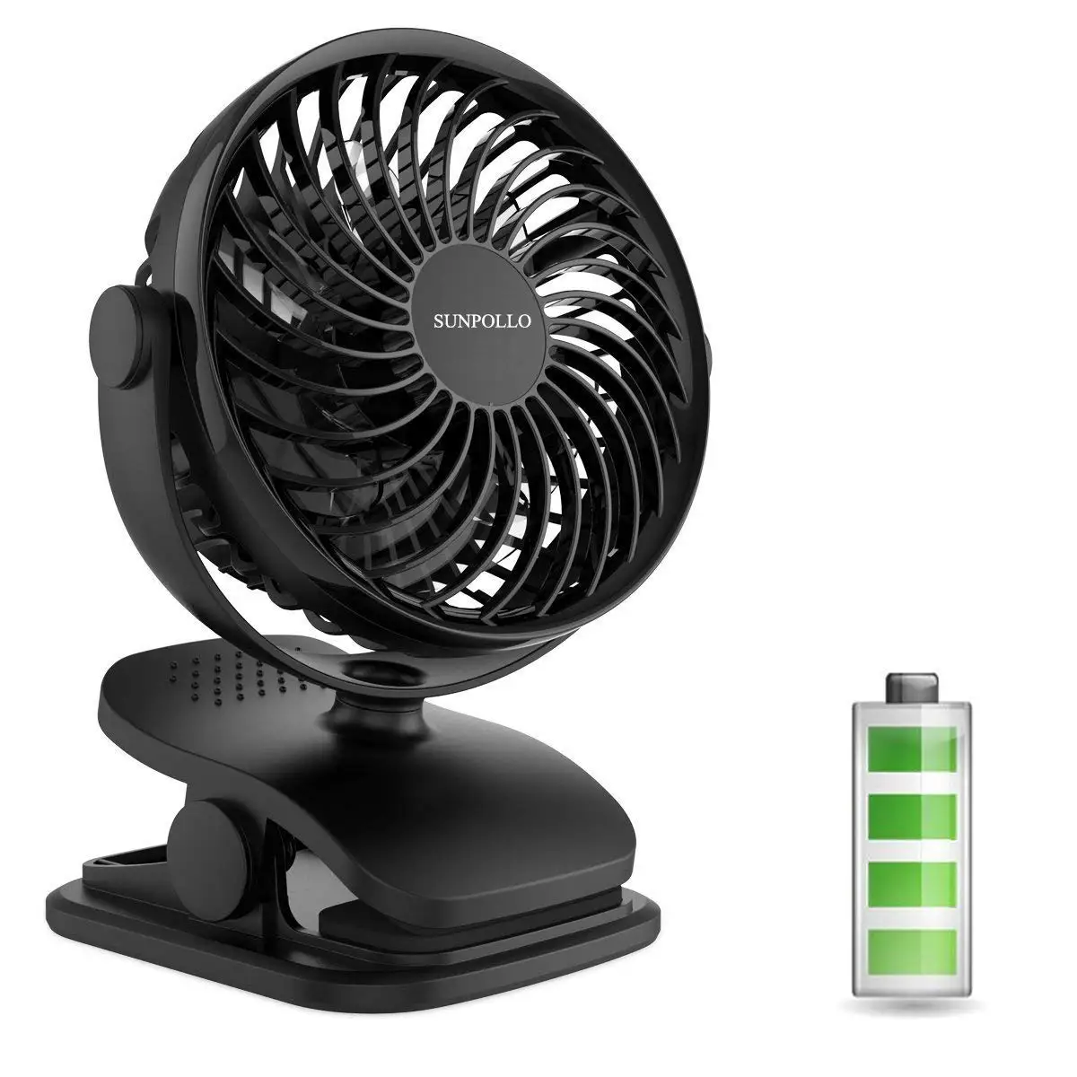 Clip on Fan, Rechargeable Battery Operated or USB Powered, Mini Portable Fan with 4 Speeds, Clip & Desk Fan 2 in 1, Personal Fan for Baby Stroller, Car Seat, Treadmill, Office, Outdoor Camping