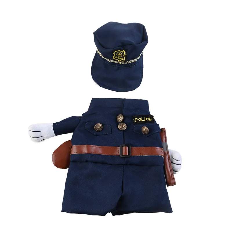 

Policeman Costume for Cats and Small Dogs Pet Funny Cosplay Clothes for Halloween and Theme Party, Blue