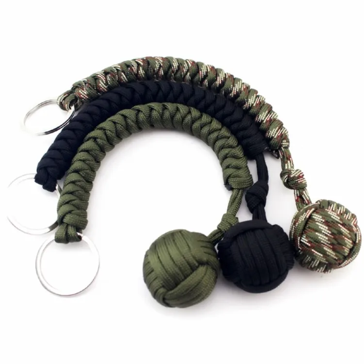 Monkey Fist Keychain Chaîne Porte-clés survie militaire 550 bille en acier Auto defen