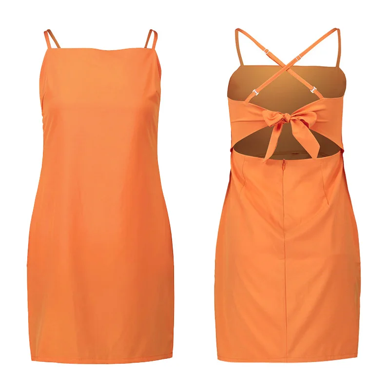 

2019 Summer Casual Sleeveless Spaghetti Strap A Line Ladies Bandage Dresses, N/a