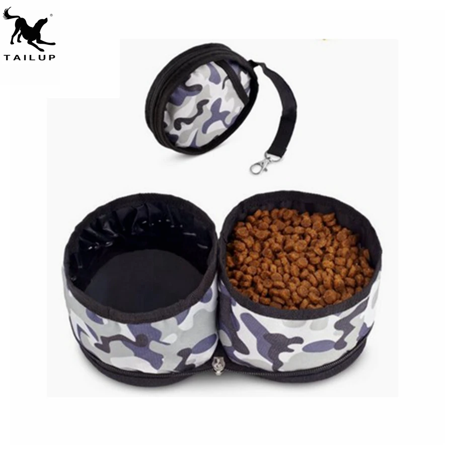 

Collapsible Foldable Food & Water Dual Bowl for Dog and Cat, Red;black;camo