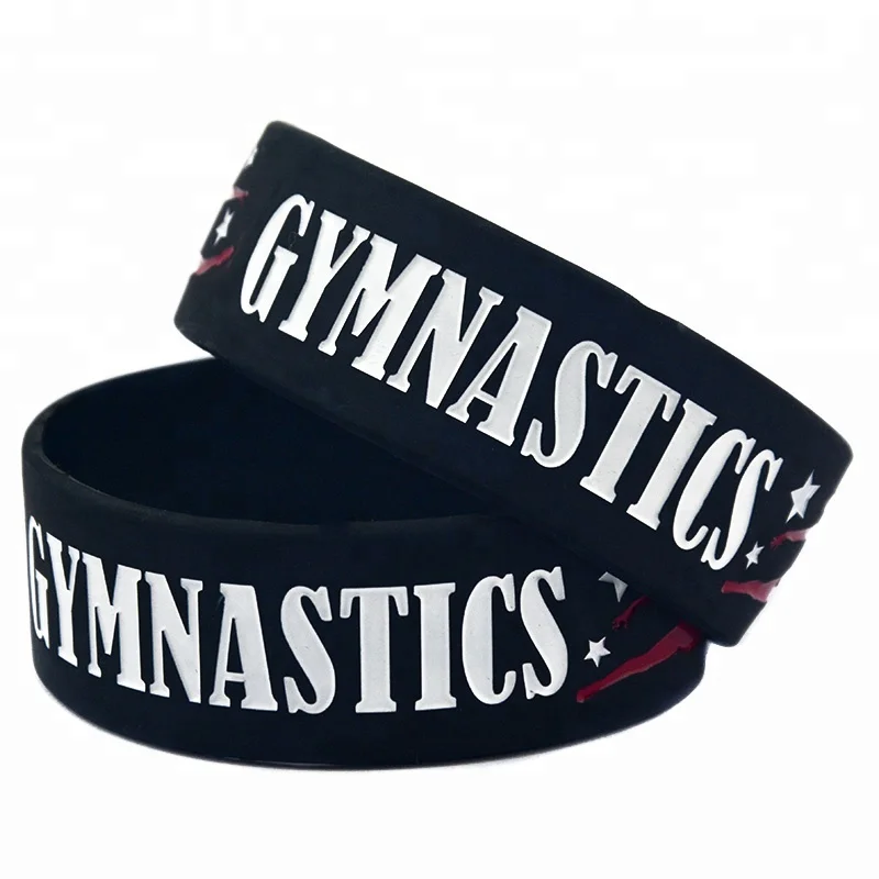

25PCS/Lot 1 Inch Wide Band Gymnastics Silicone Wristband for fitness Advertisement Bracelet, Black