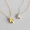 Simple women's sterling silver water drop pendant necklace