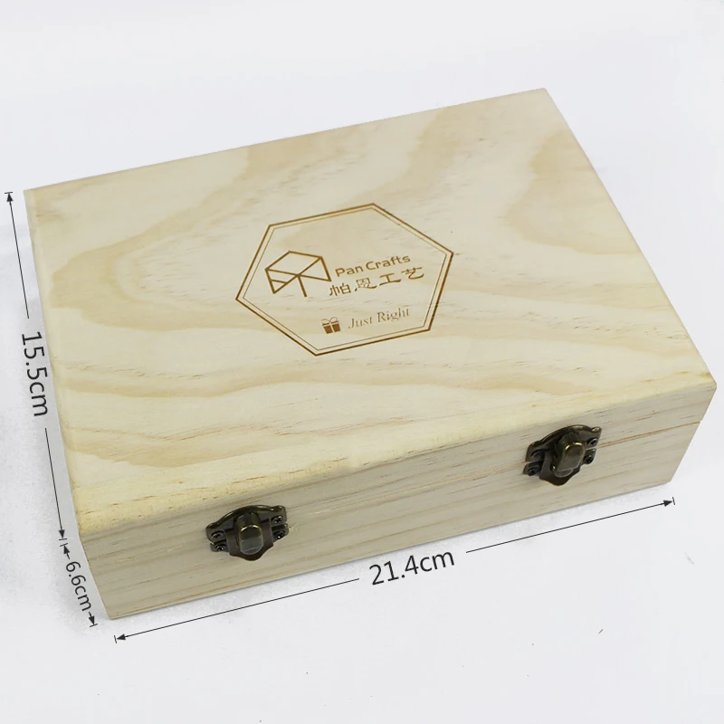 
Pan hotsale custom logo packaging gift boxes with lock customized wooden box 