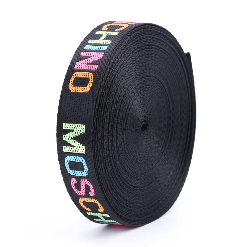

OEM custom reflective print webbing nylon webbing, Black/white/red or customized colors