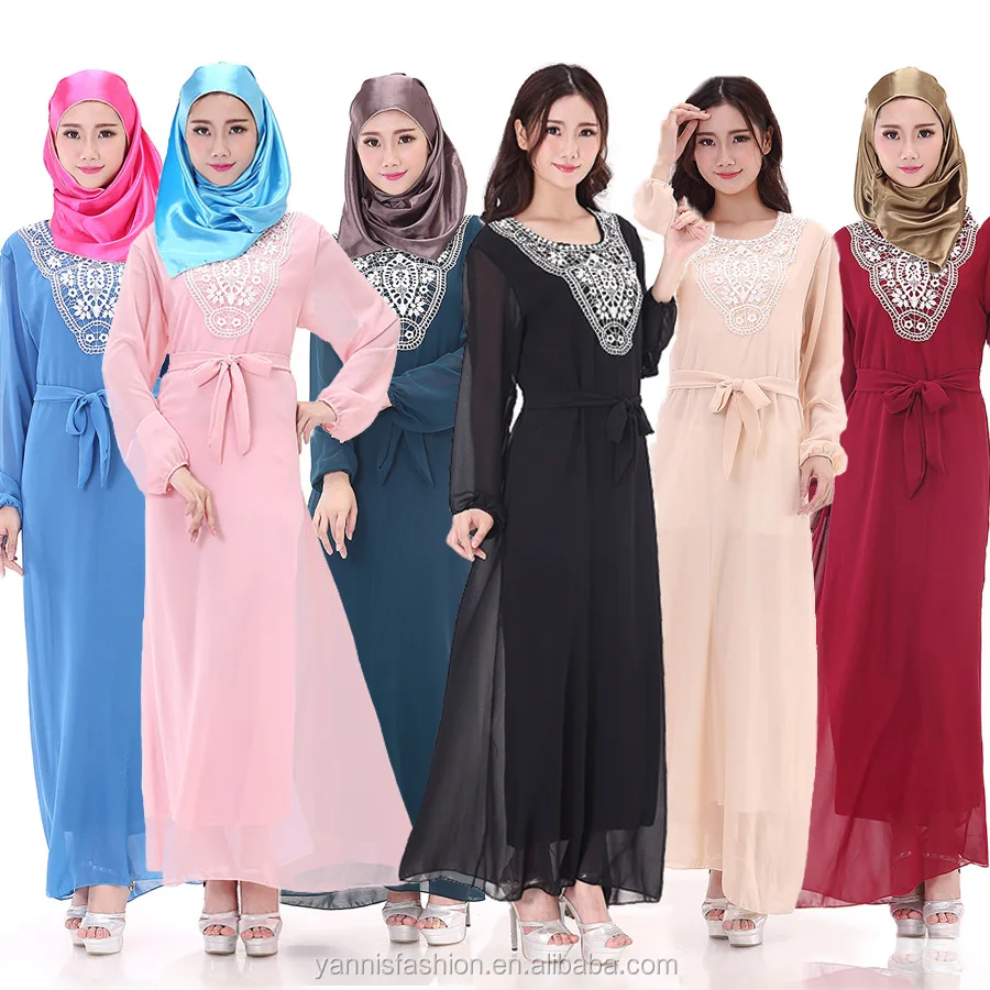 

women fashion embroidery Muslim Long sleeve Dubai Dress maxi abaya islamic women vintage dress clothing robe kaftan Moroccan, N/a